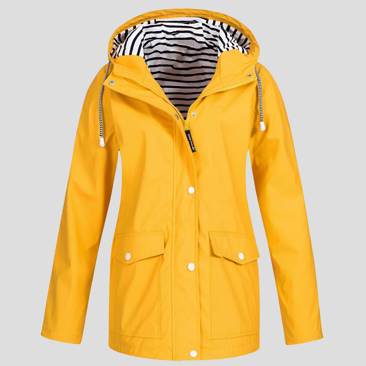 Women's water-resistant & wind-resistant hooded jacket for outdoor activities. Lightweight spring/fall activewear.