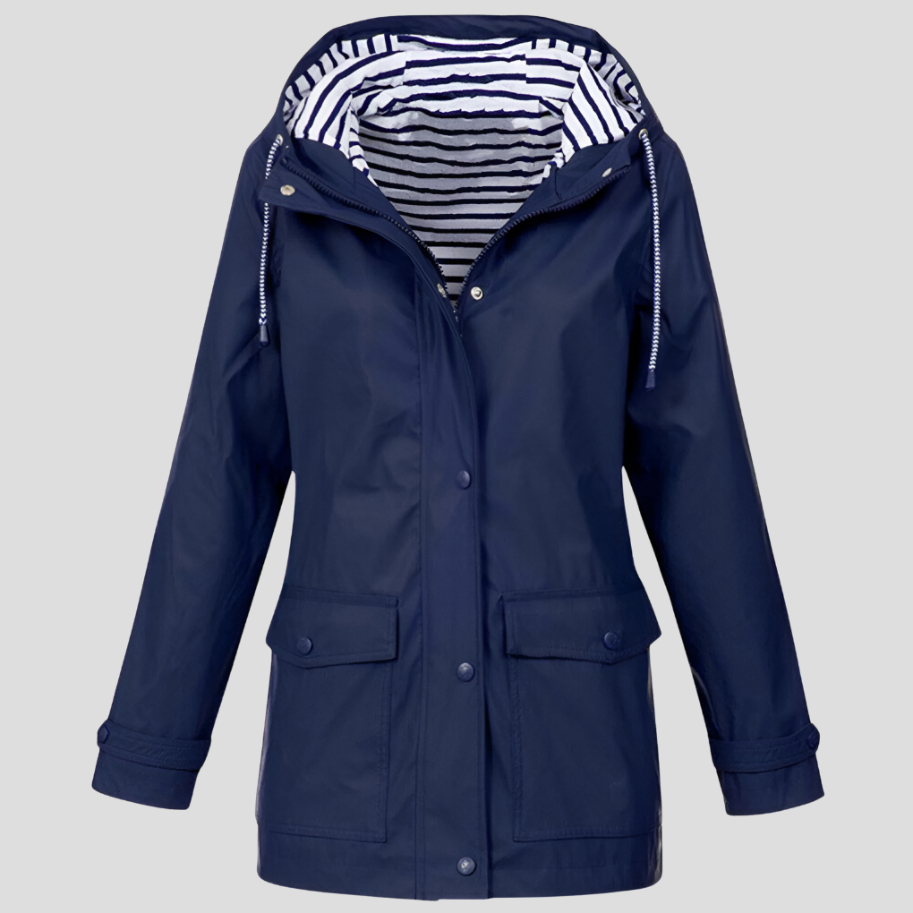 Lightweight women's hooded jacket for hiking & travel. Water & wind-resistant activewear for outdoor adventures.