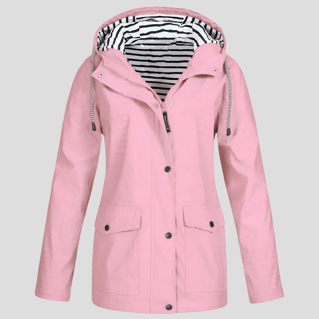 Durable women's hooded jacket. Water & wind-resistant, perfect for active outdoor lifestyles in spring/fall.