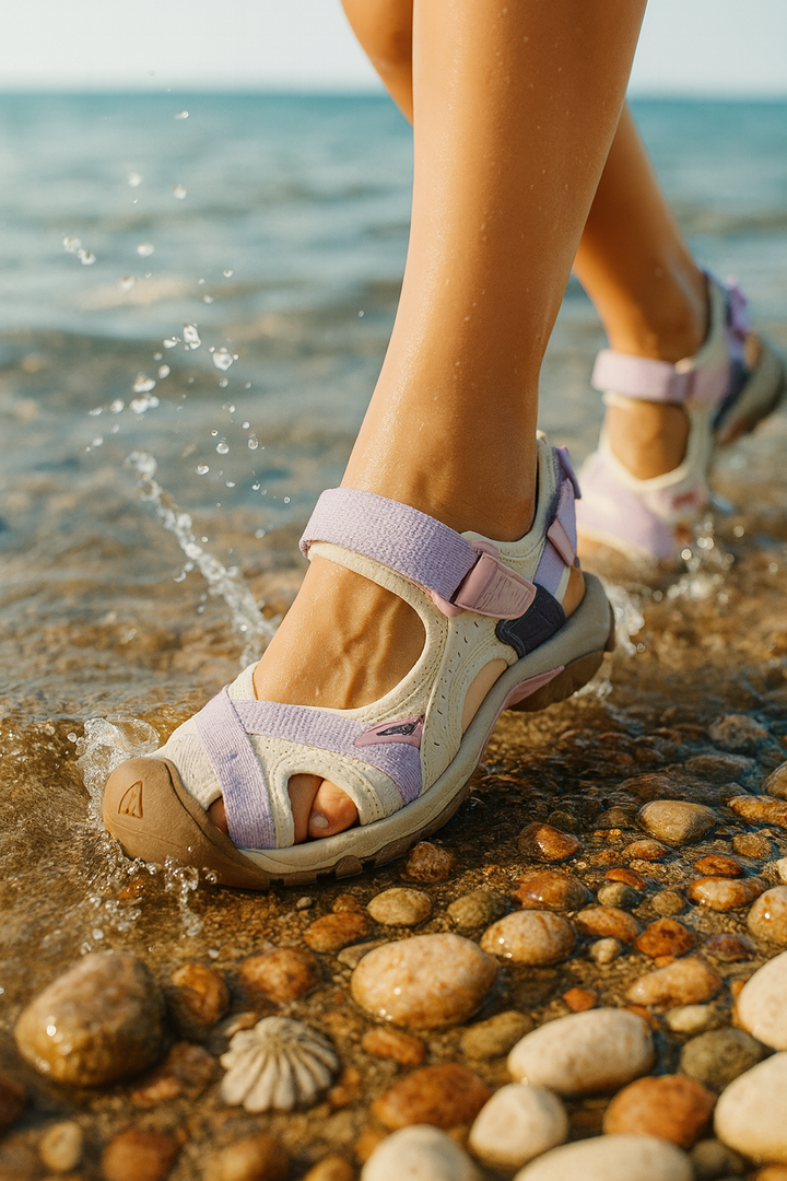 Women's water sandals with arch support & non-slip sole. Ideal comfortable beach & outdoor footwear.