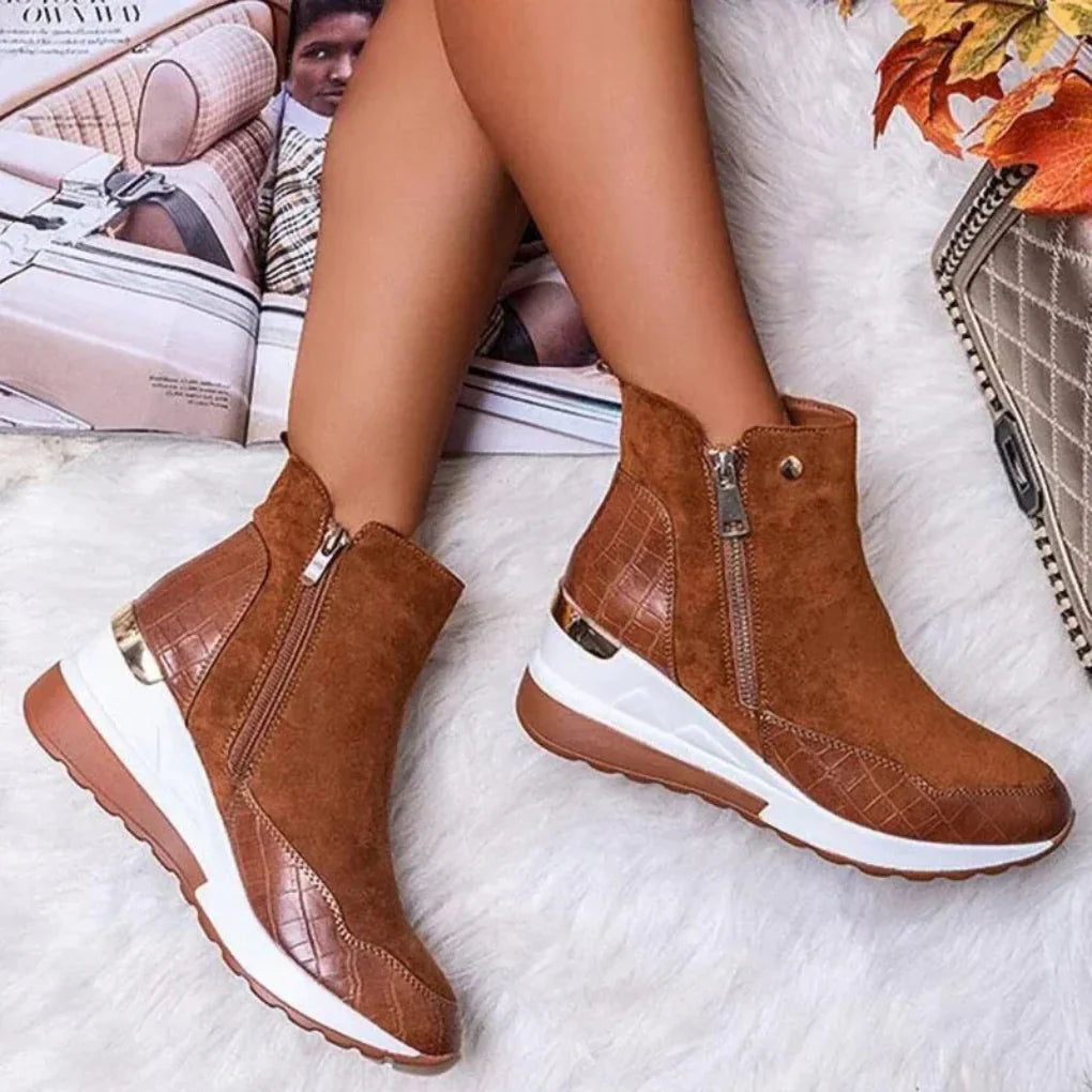 Women's waterproof ankle boots for all-weather protection, featuring a stylish design and durable traction sole.