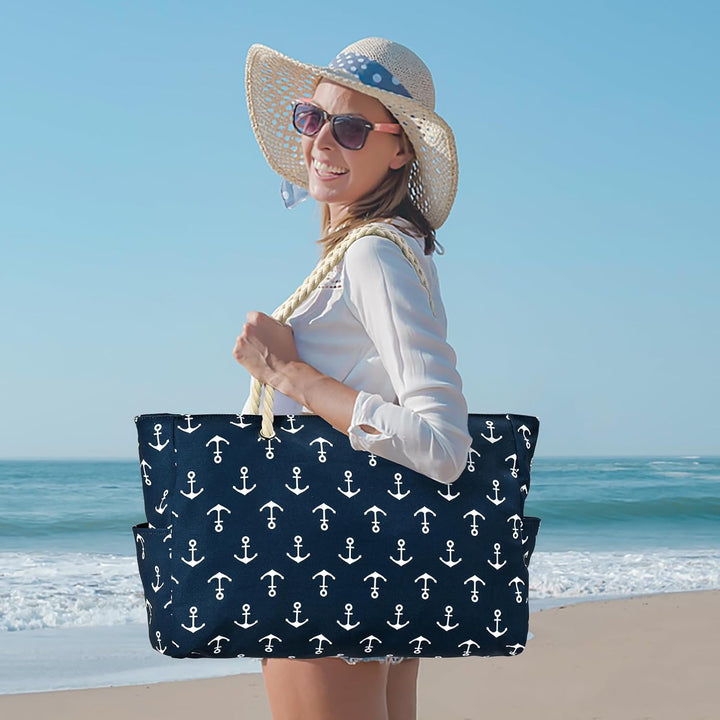 Chic women's waterproof large tote, ample zipped storage for work & weekend trips.