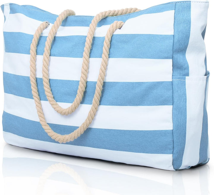 Spacious waterproof tote bag for women, with secure zipped compartments for work & play.