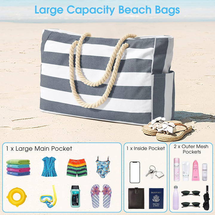 Lightweight waterproof large utility tote for women, easy to carry with zipped pockets.