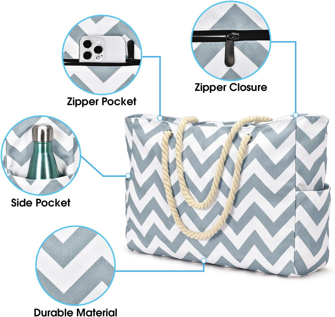 Women's waterproof gym & work tote, large, with convenient zipped organization.
