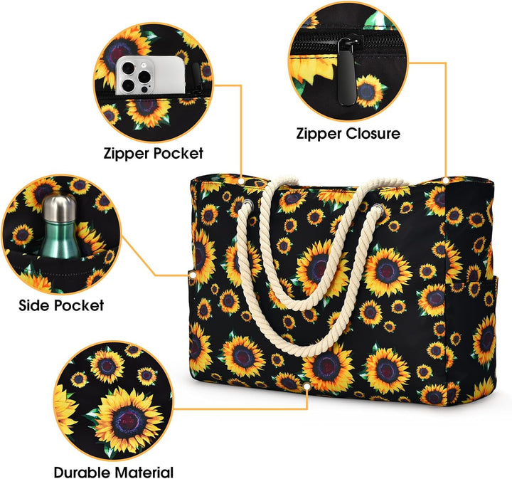 Robust women's waterproof large tote, built to last with secure zipped access.