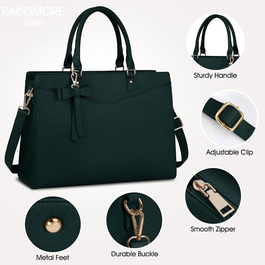 Stylish women's waterproof laptop tote bag, perfect for work & travel, secure multi-pocket.
