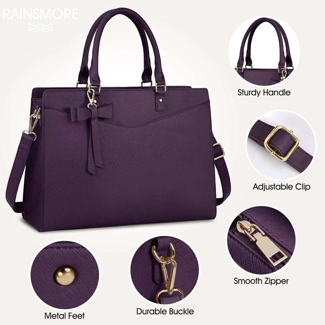 Fashionable waterproof laptop tote bag for women, multi-pocket for style & practicality.