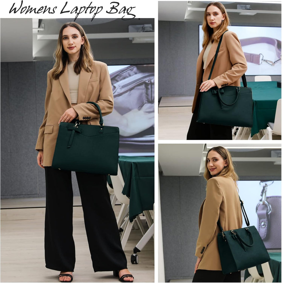 High-quality waterproof PU leather laptop tote bag for women, sleek & professional look.
