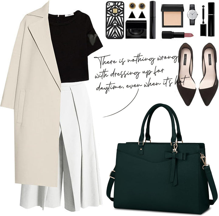 Versatile multi-pocket waterproof laptop tote bag for women, ideal for work or commute.