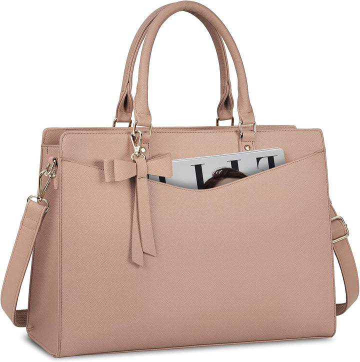 Durable women's waterproof laptop travel bag, multi-pocket design, easy carry shoulder bag.