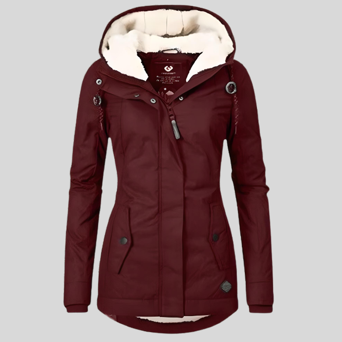 Comfortable women's rain jacket with a secure hood, offering excellent waterproof all-weather coverage.