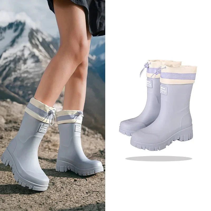 Women's comfortable ankle rain boots, waterproof and easy to slip on.