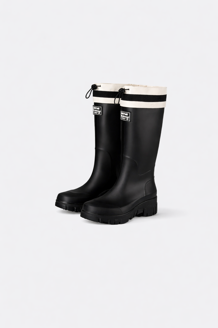 Fashionable women's waterproof boots, great for urban wet weather.