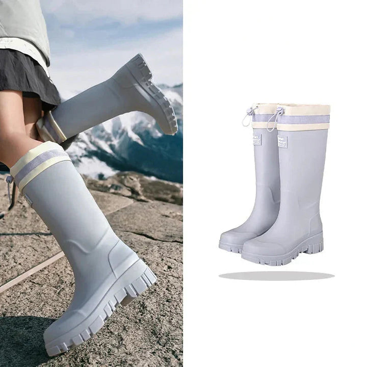 Practical women's slip-on rain boots, designed for comfort and durability.
