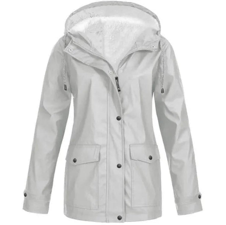 Durable women's insulated outerwear, water & windproof, featuring a protective hood for fall & winter.