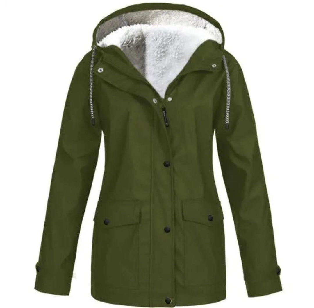 Women's warm hooded insulated jacket, waterproof & windproof, designed for ultimate winter protection.