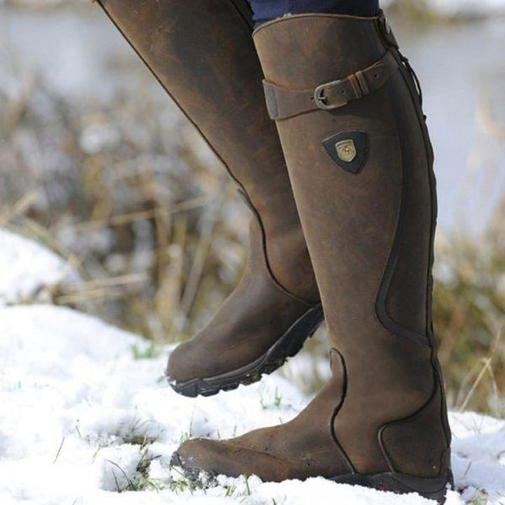 Comfortable women's long riding boots. Waterproof winter footwear, ideal for equestrian activities & cold weather.