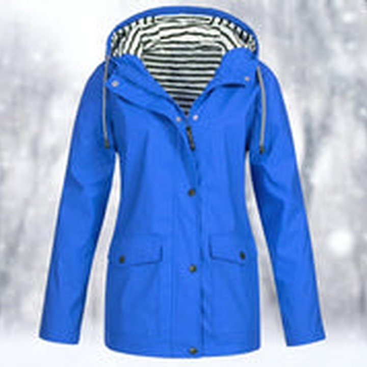 Stylish women's multi-color rain jacket, versatile windbreaker perfect for layering & outdoor adventures.