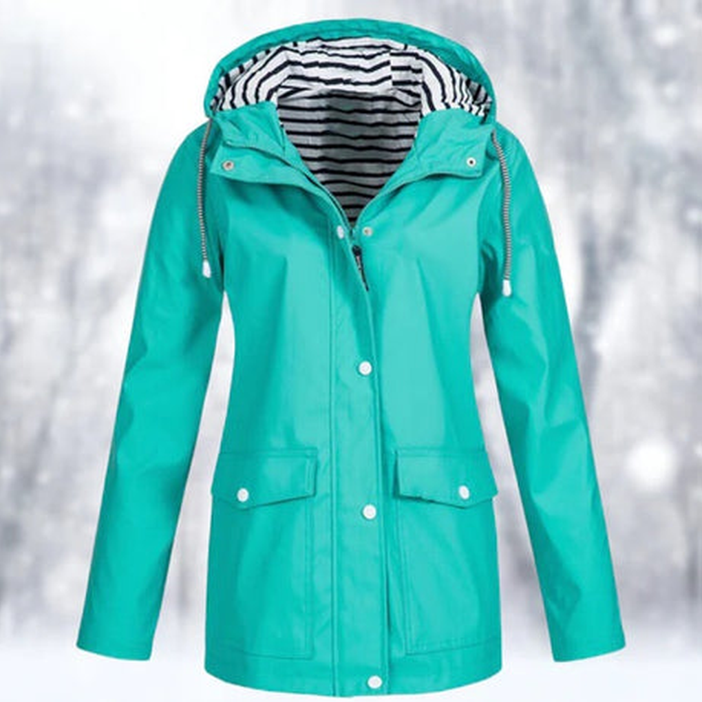 Durable women's rain jacket, designed to offer superior weather protection from rain & wind for active women.