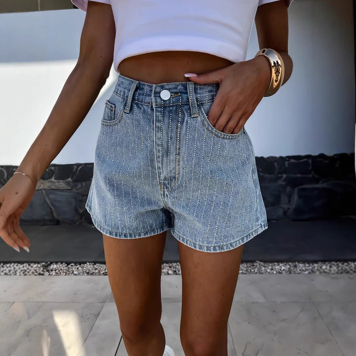 Women's wide leg jorts with stylish stripe detail, perfect for a casual and trendy summer look.
