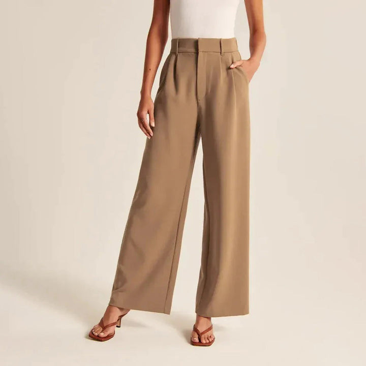 Versatile women's tailored wide-leg pants, high-waisted for a smart casual or professional office attire.