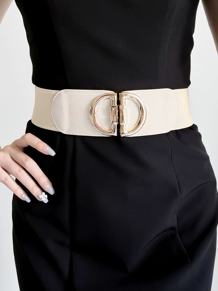 Women's wide waist cincher belt, super stretchy with a beautiful buckle, enhancing any dress or top.
