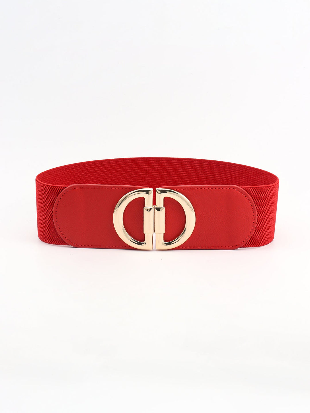 Durable women's wide elastic waist belt, featuring a sturdy and fashionable buckle for long-lasting wear.