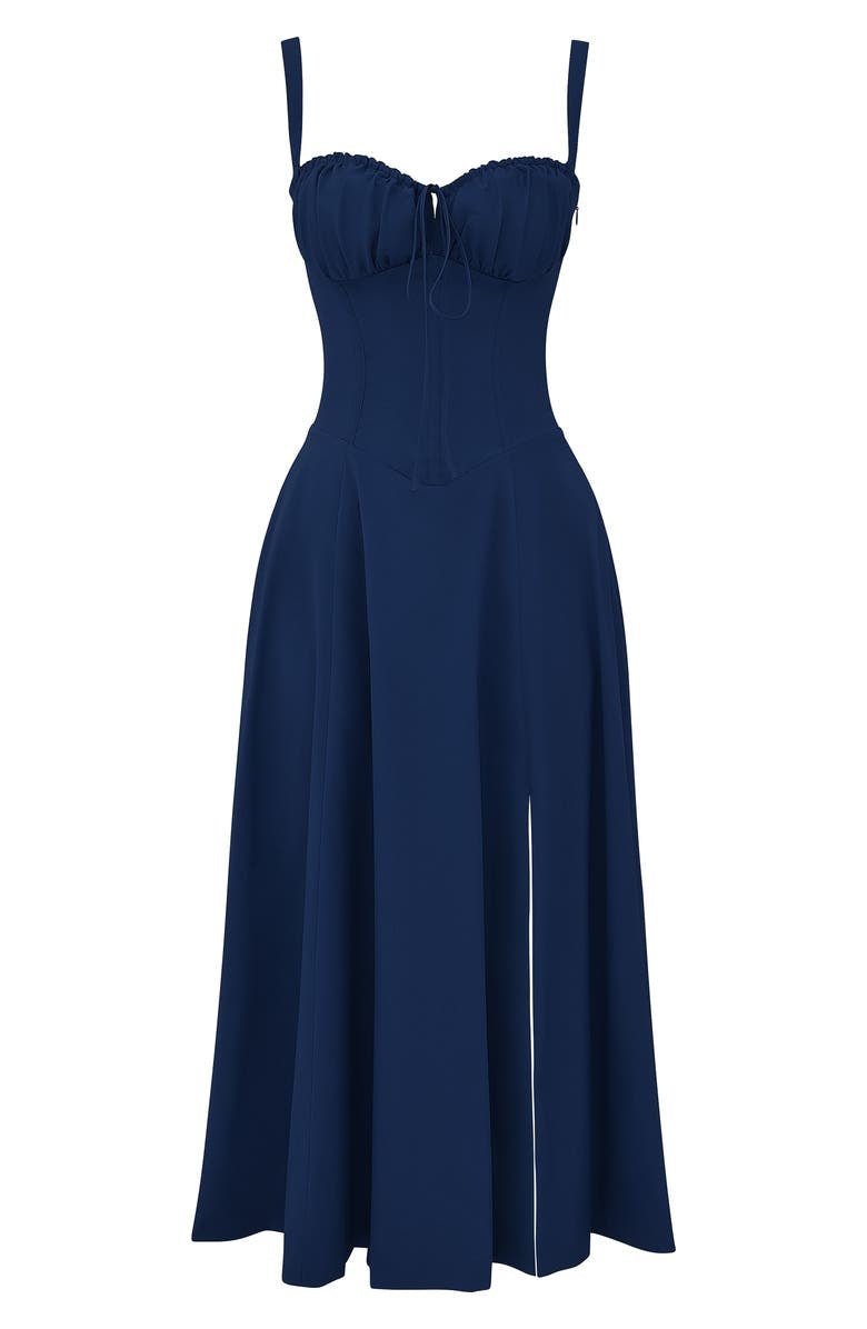 Women's Arabella waist dress with sweetheart neckline, light summer fabric, adjustable fit for elegant silhouette styling.