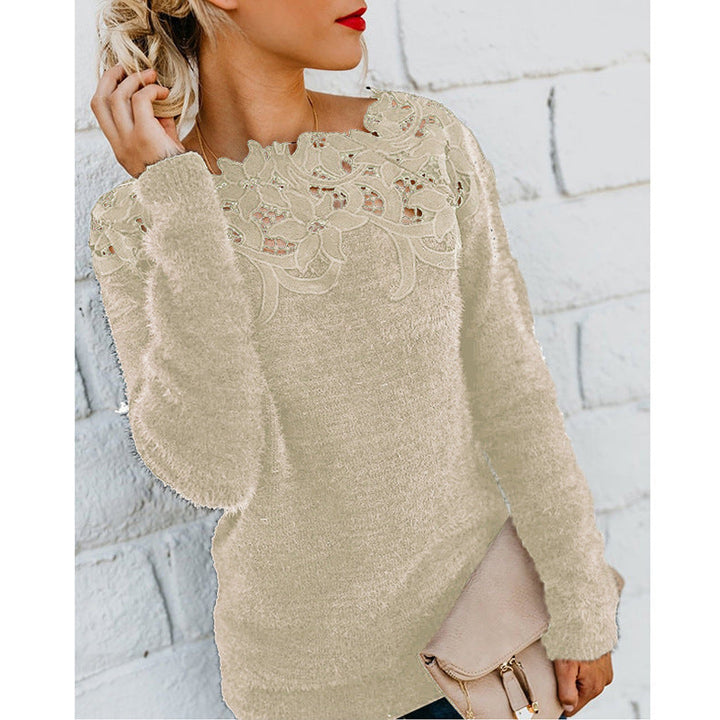 "Women's breathable floral jumper, minimalist design in soft hues, sustainable cotton blend, all-season knitwear"