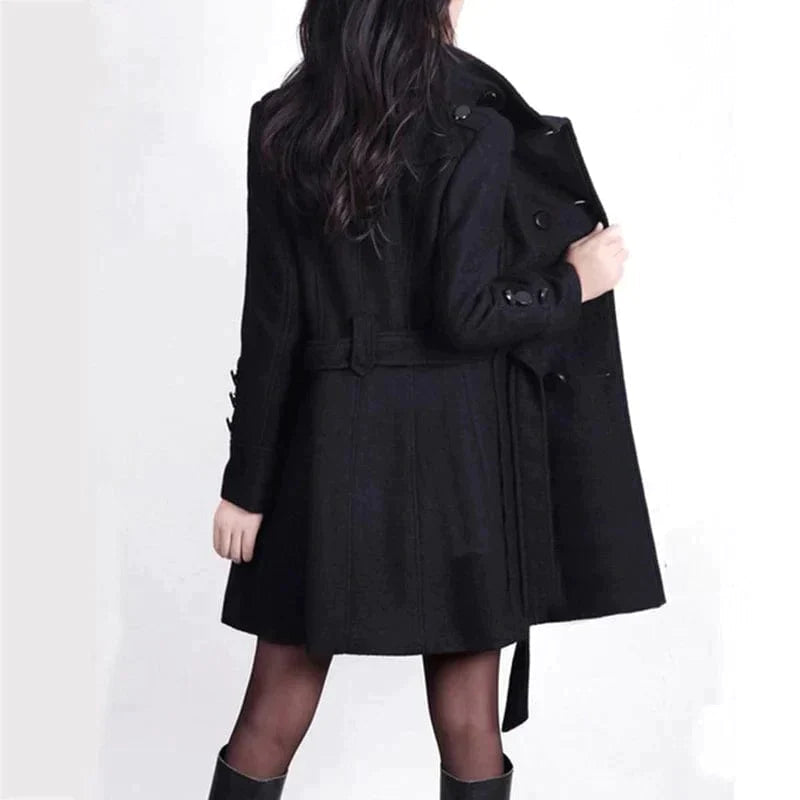 Women's chic long belted coat for autumn, featuring solid color and elegant silhouette, perfect for stylish warmth.