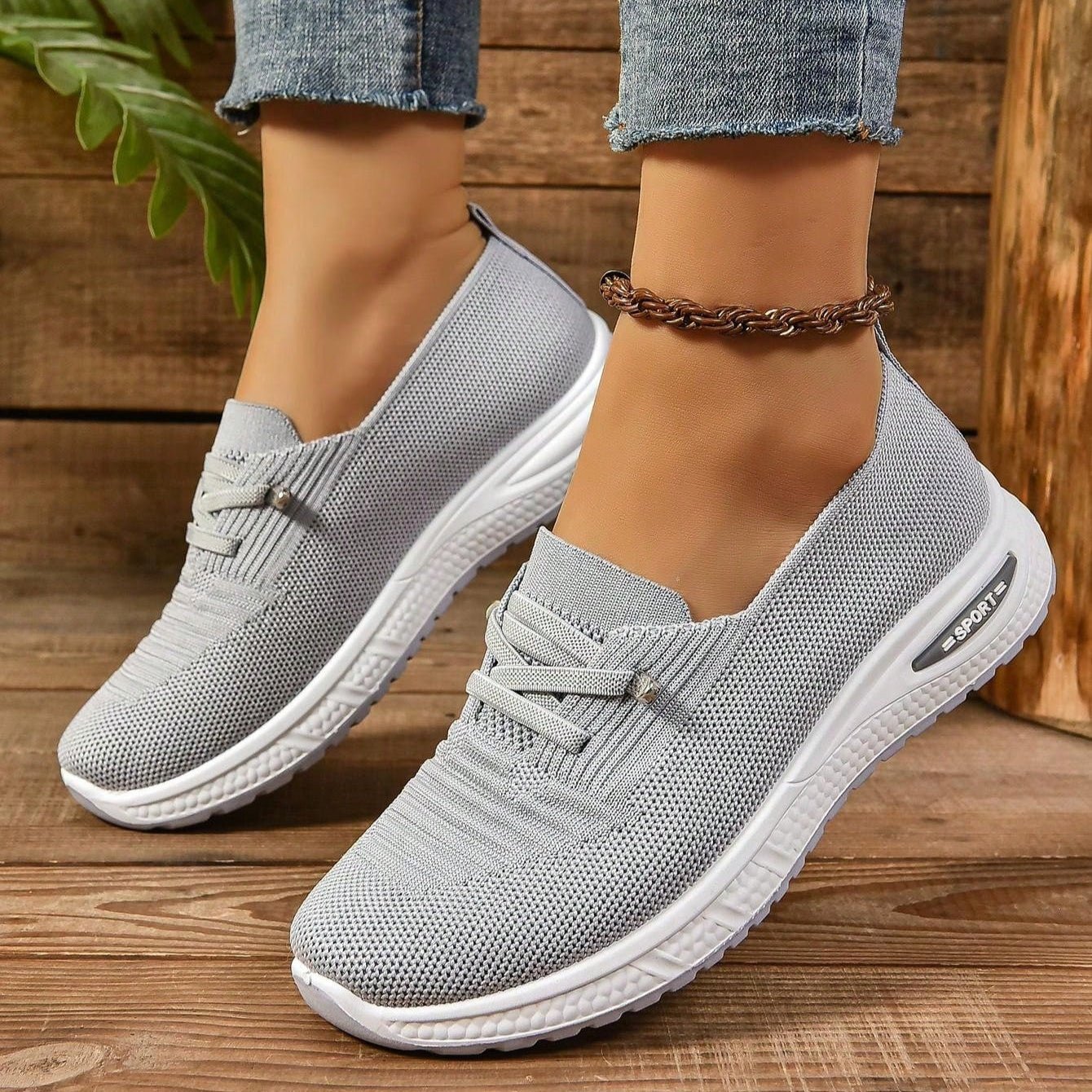 Women's Gray Orthopedic Comfort Sneakers - Lexians
