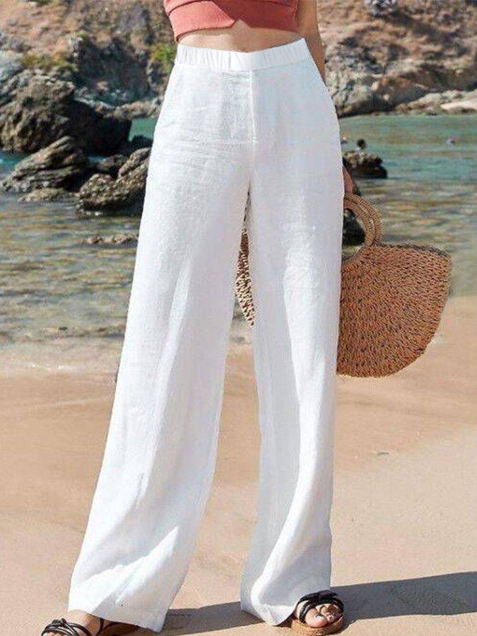 Women's linen trousers, lightweight casual fit, light linen blend, relaxed fit, perfect for warm days and chic occasions.