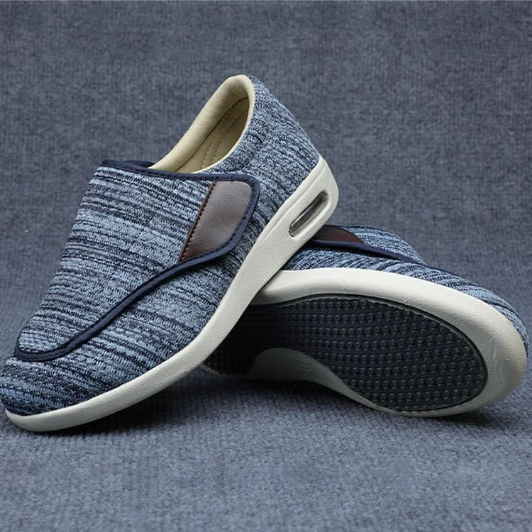 "Women's plus size breathable mesh wide shoes with spacious toe box and velcro closures, perfect for swollen feet comfort."