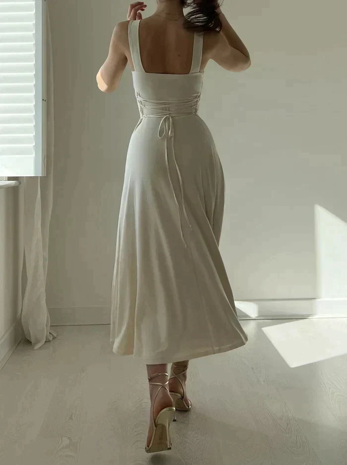 "Women's sleeveless dress, elegant design, flattering silhouette in black, baby blue, turquoise; perfect for any occasion."