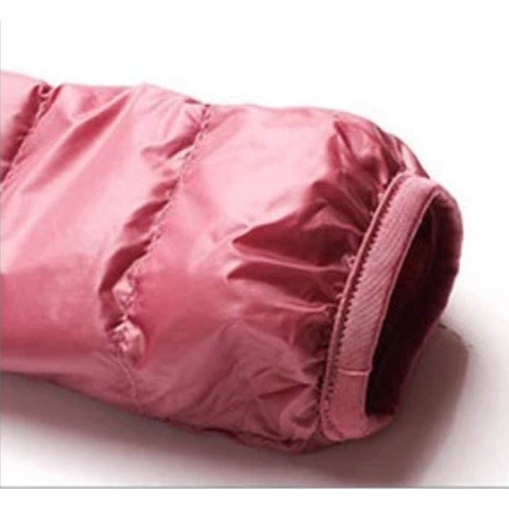 "Women's ultralight foldable puffer jacket with hood, chic design, lightweight, perfect for travel and cold weather."
