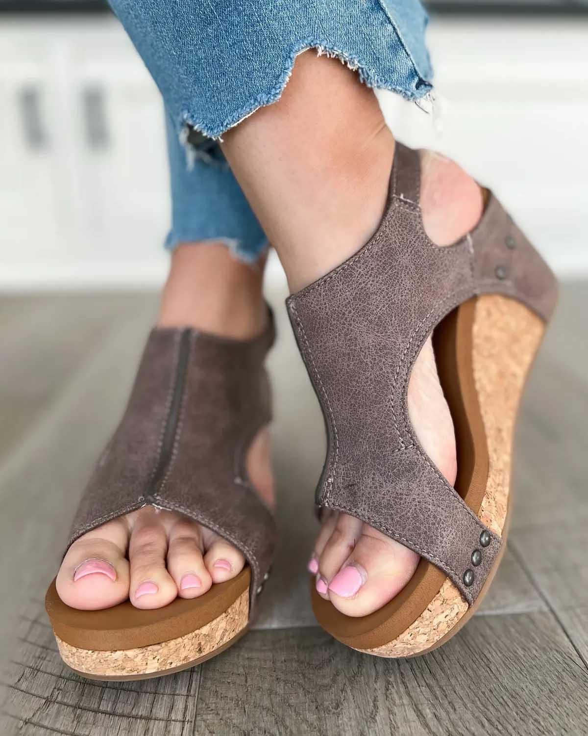 Women's Vegan Wedge Sandals with Ergonomic Design - Lexians