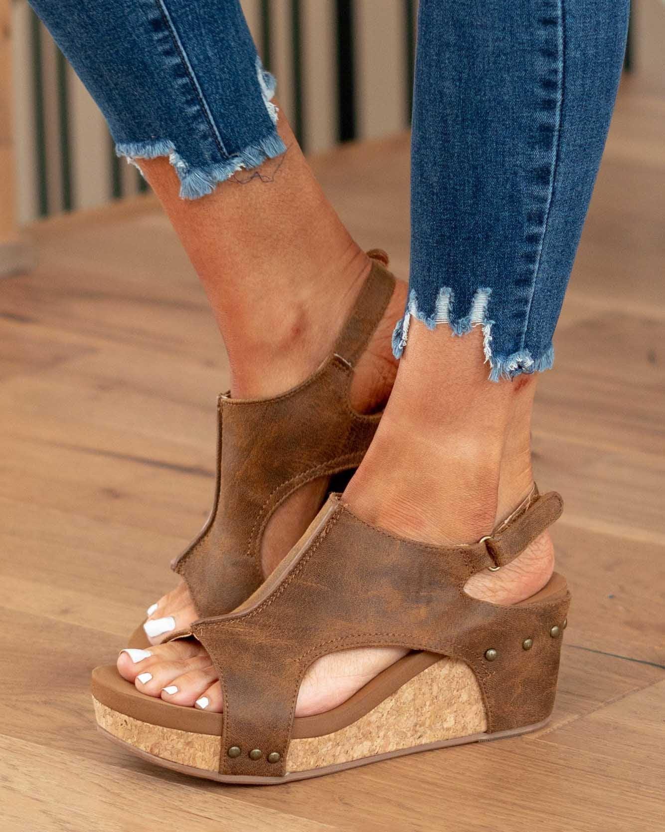 Women's Vegan Wedge Sandals with Ergonomic Design - Lexians