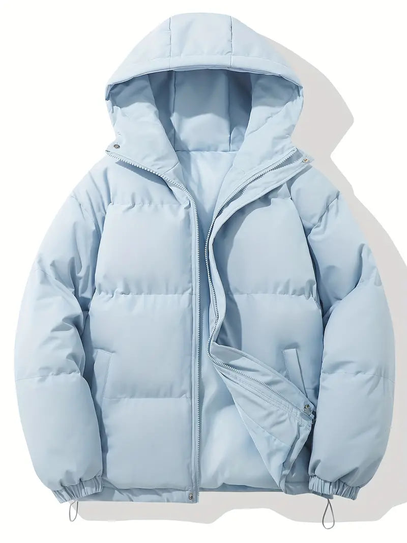 Women's winter jacket with hood, premium filling, timeless style, perfect for casual and formal, elegant classic look.