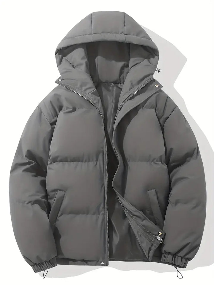 Women's winter jacket with hood, premium filling, timeless style, perfect for casual and formal, elegant classic look.